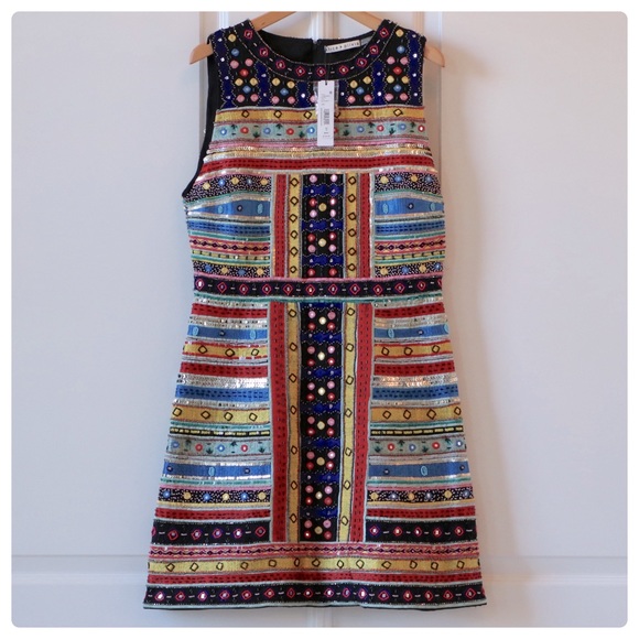 ALICE + OLIVIA Embroidered Embellished Dress - Picture 6 of 11